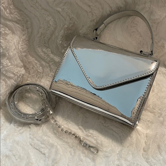 Blush Crush Handbags - Shiny Metallic Silver Top-Handle Crossbody Bag